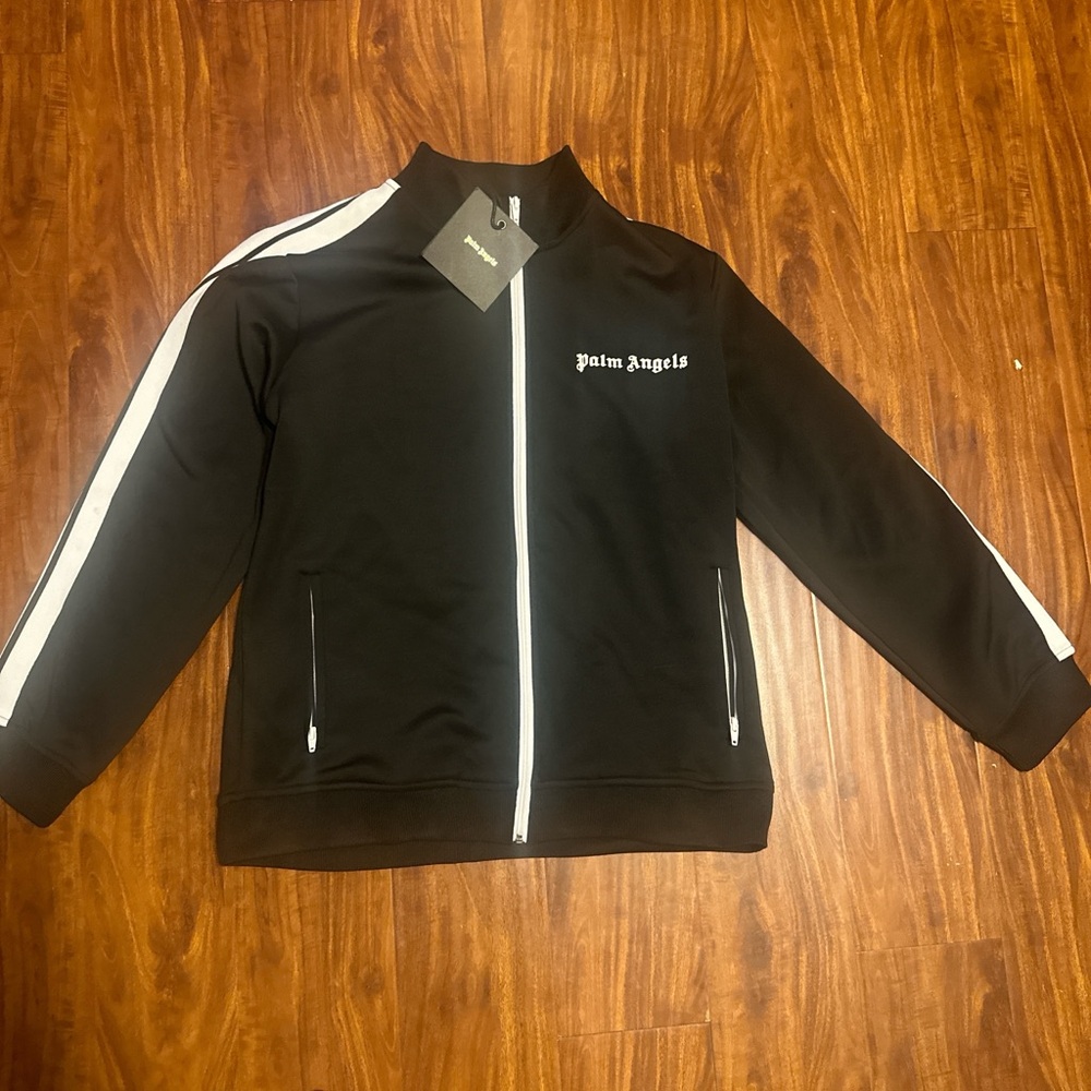 Palm Angels Kids Black and White Track Jacket